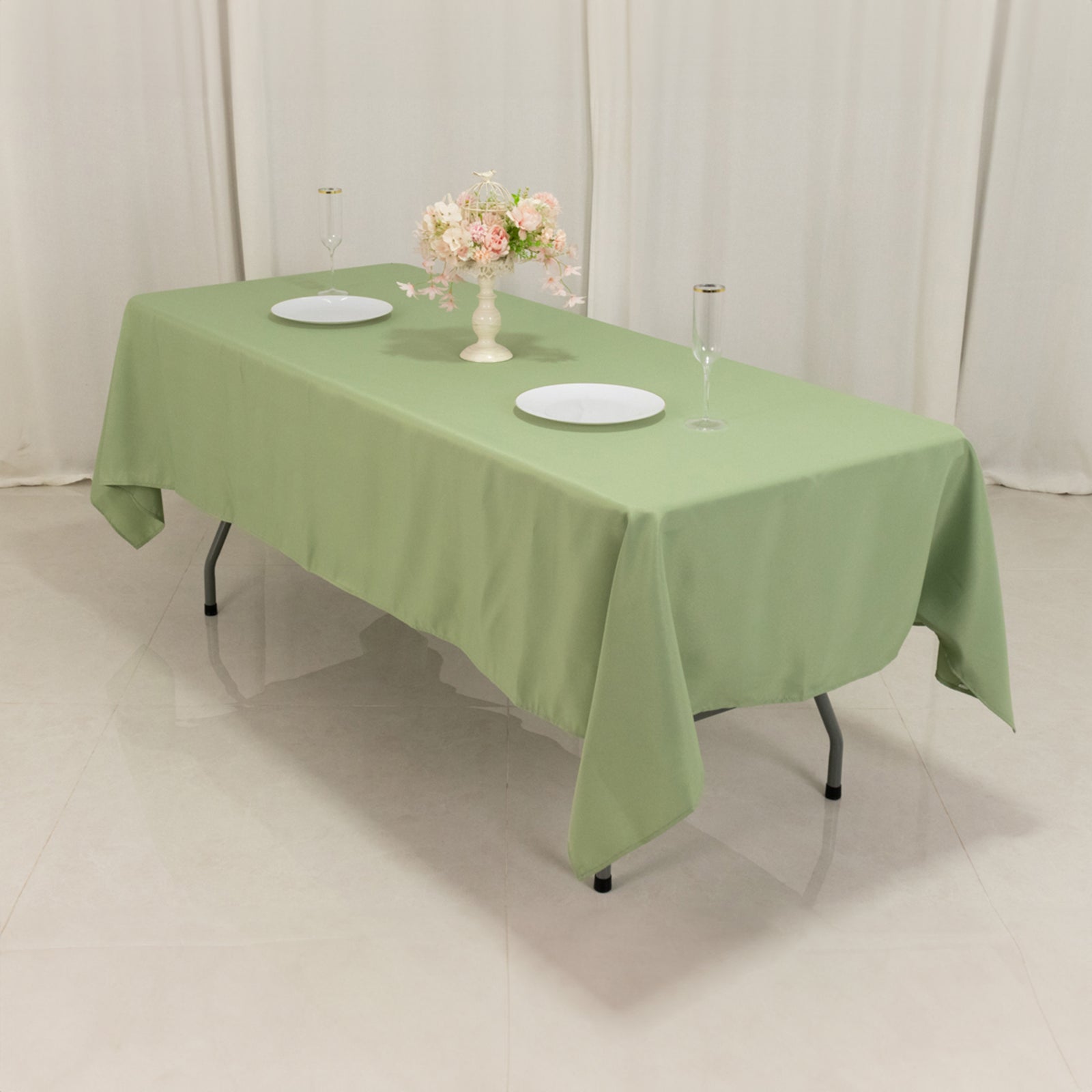 Premium Polyester 60"x102" Rectangle Tablecloth Sage Green - Durable 220GSM Wrinkle-Resistant Table Cover