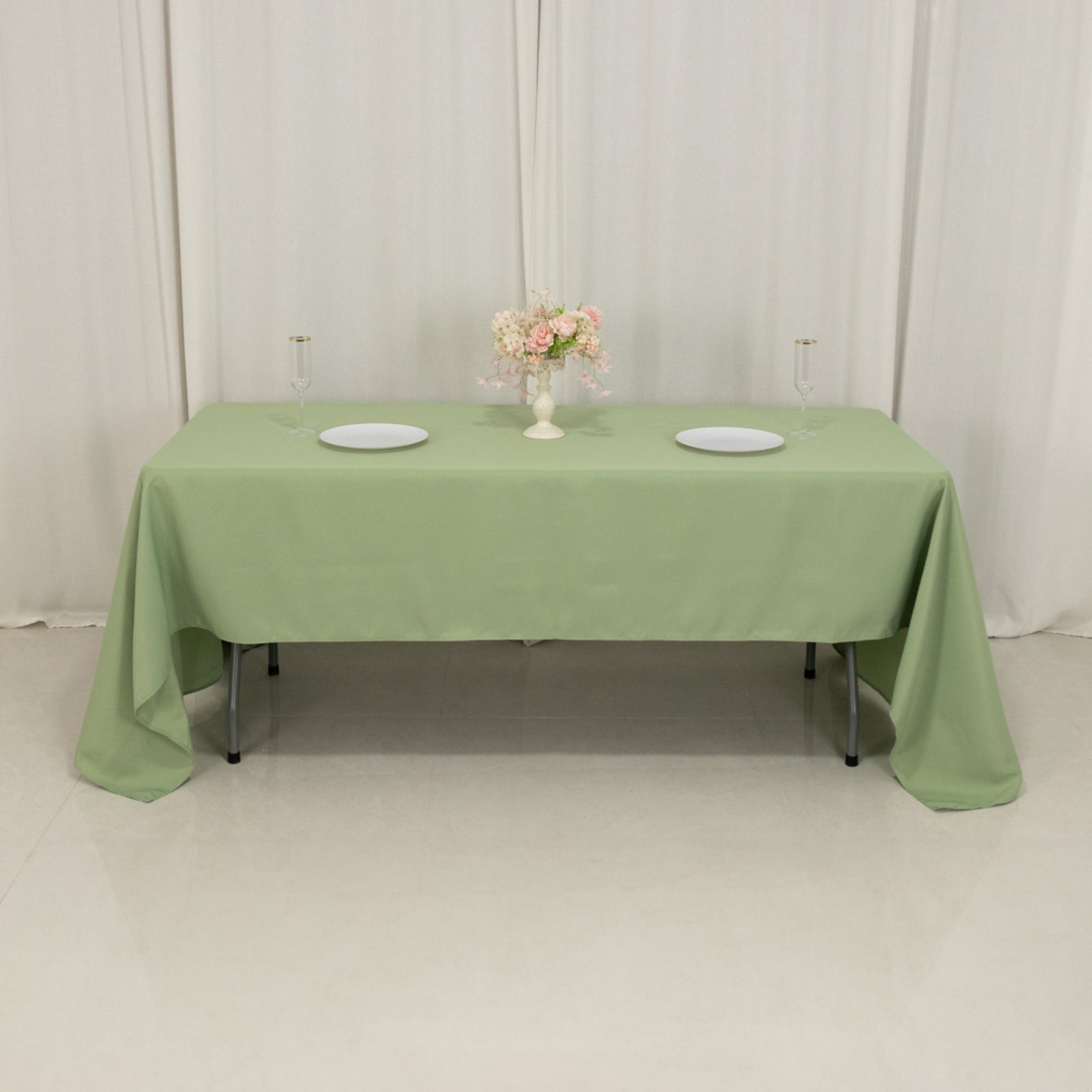 Premium Polyester 60"x126" Rectangle Tablecloth Sage Green - Stain-Resistant 220GSM Finish Table Cover