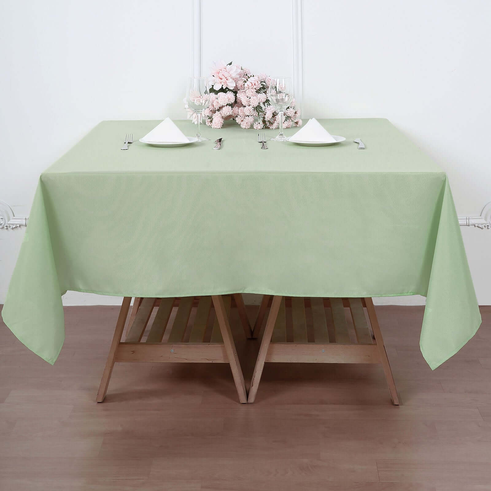 Polyester Square 70"x70" Tablecloth Sage Green - Wrinkle-Resistant & Durable Table Cover