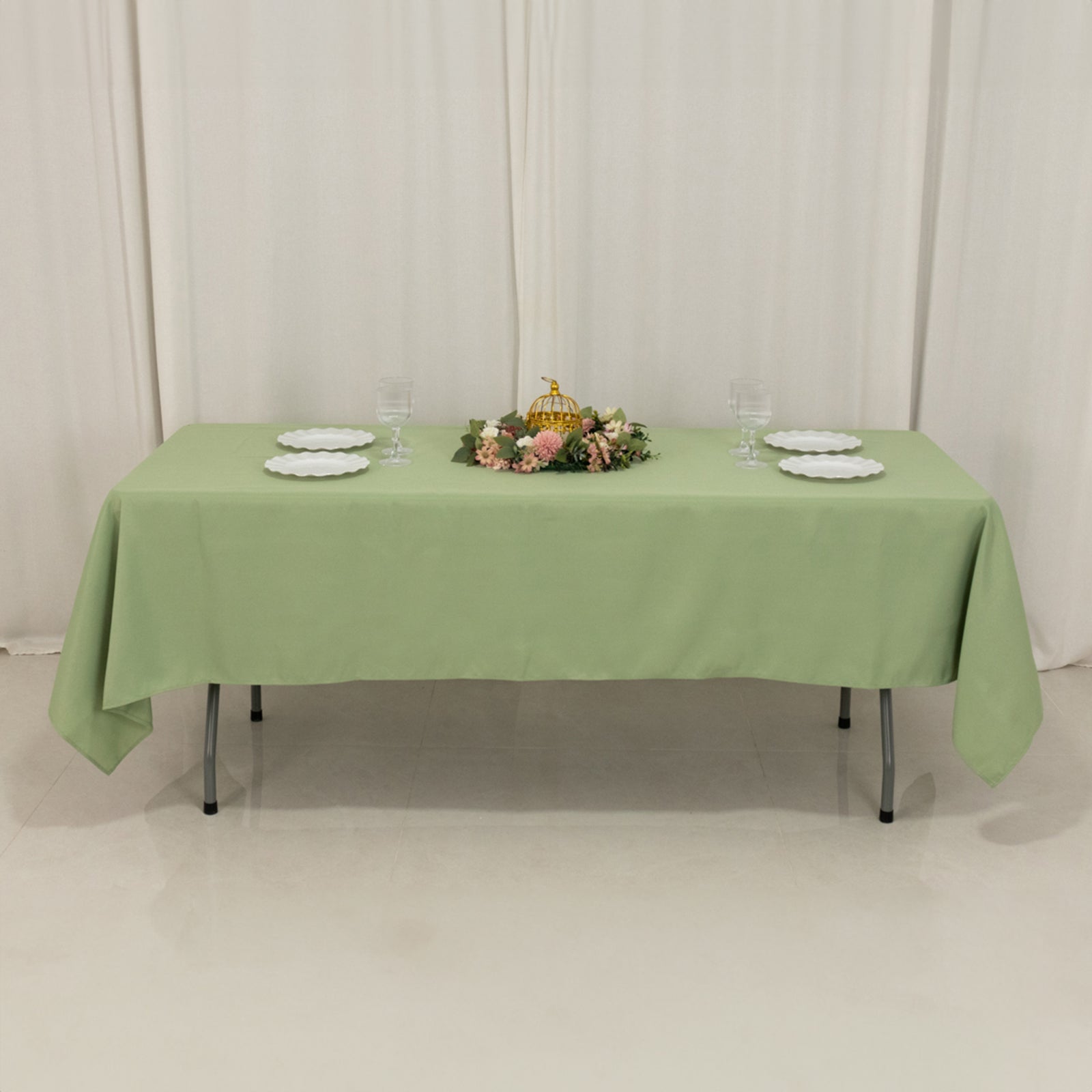 Premium Polyester 60"x102" Rectangle Tablecloth Sage Green - Durable 220GSM Wrinkle-Resistant Table Cover