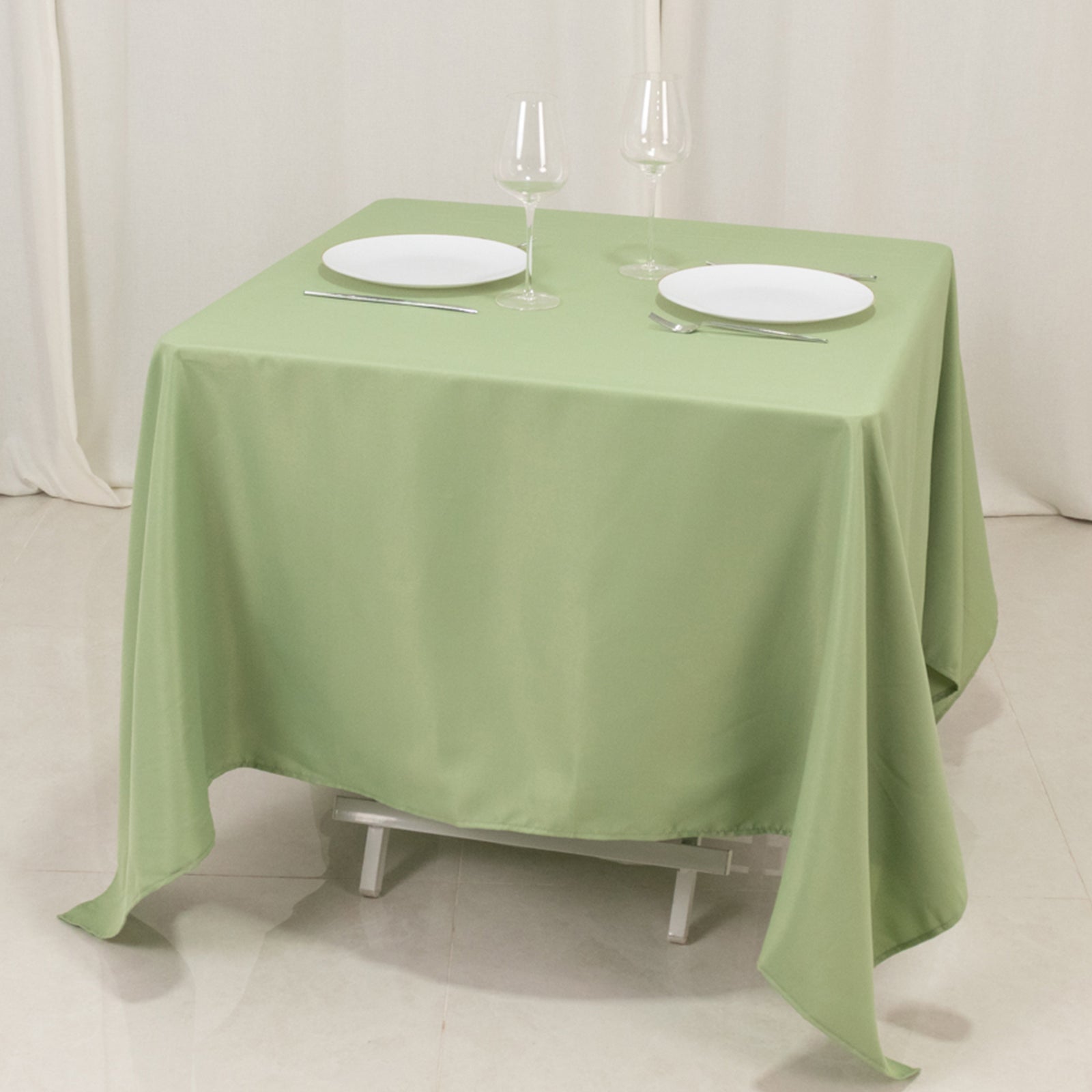 Premium Polyester Square Tablecloth 70"x70" Sage Green 220GSM Wrinkle-Resistant Table Cover