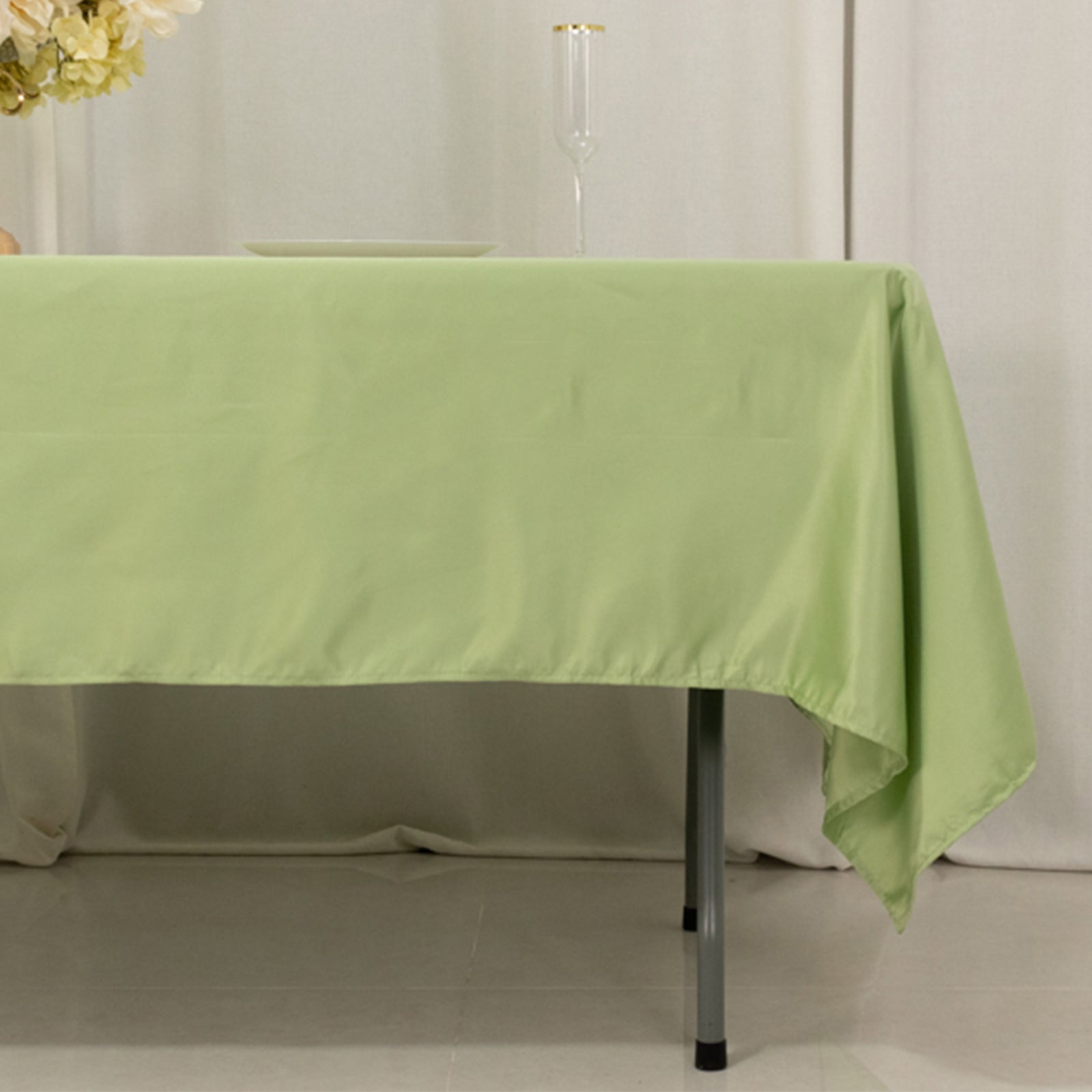 Lamour Satin 60"x102" Rectangle Tablecloth Sage Green - Durable & Silky Soft Feel Table Cover