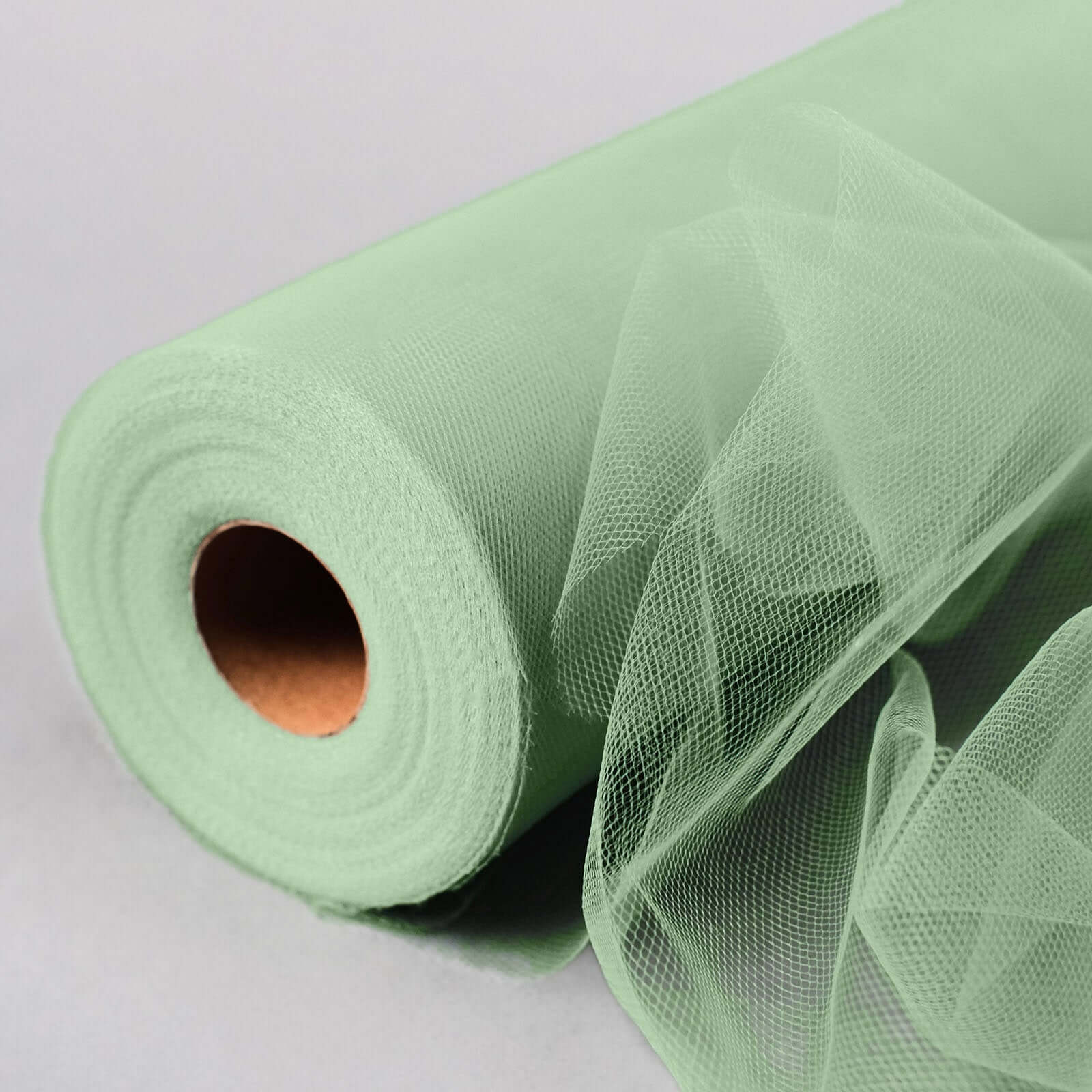 12"x100 Yards Sage Green Tulle Fabric Bolt, Sheer Fabric Spool Roll For Crafts