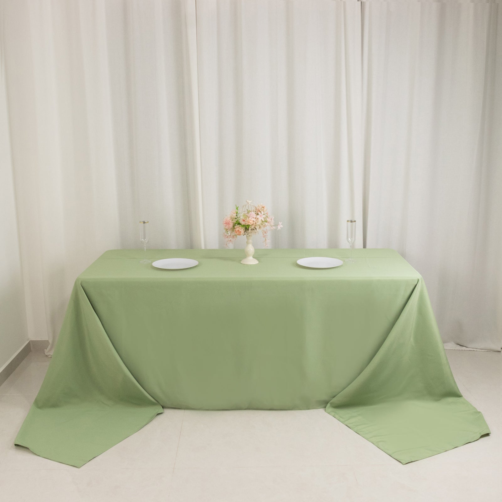Premium Polyester 90"x156" Rectangle Tablecloth Sage Green - Seamless 220GSM Stain-Resistant Table Cover