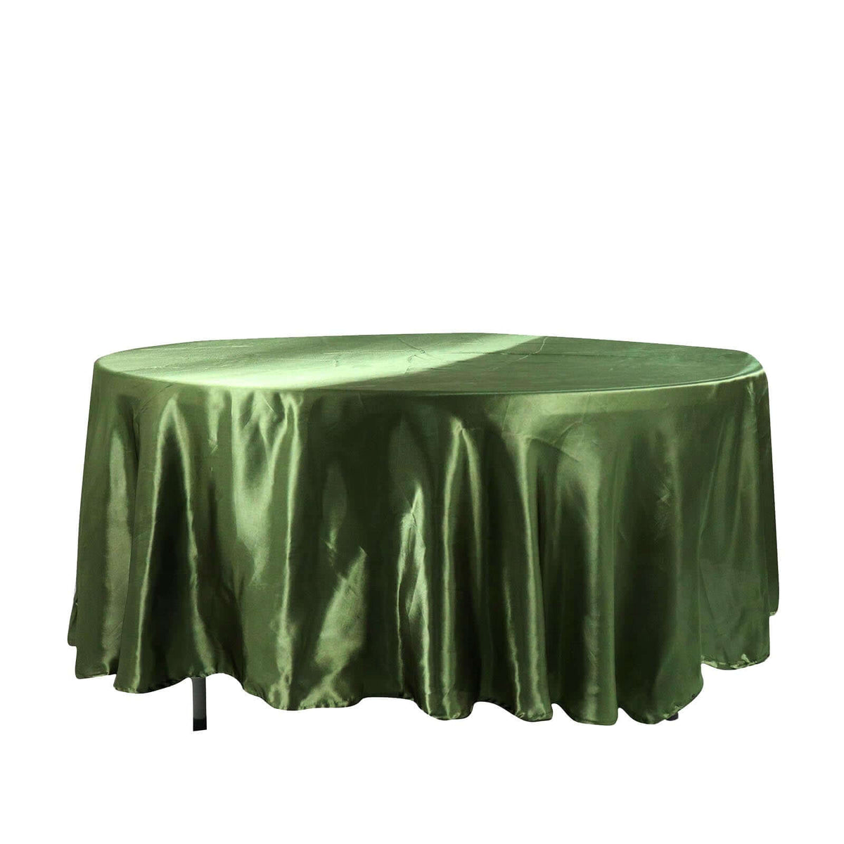 Satin 108" Round Tablecloth Olive Green - Smooth and Lustrous Table Cover