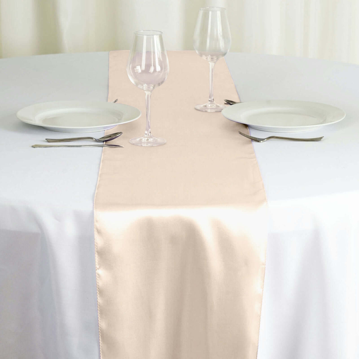 Satin 12"x108" Table Runner Beige - Stylish Table Linen