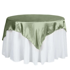 Satin 60"x60" Table Overlay Square Tablecloth Dusty Sage Green - Smooth Silky Touch Table Cover