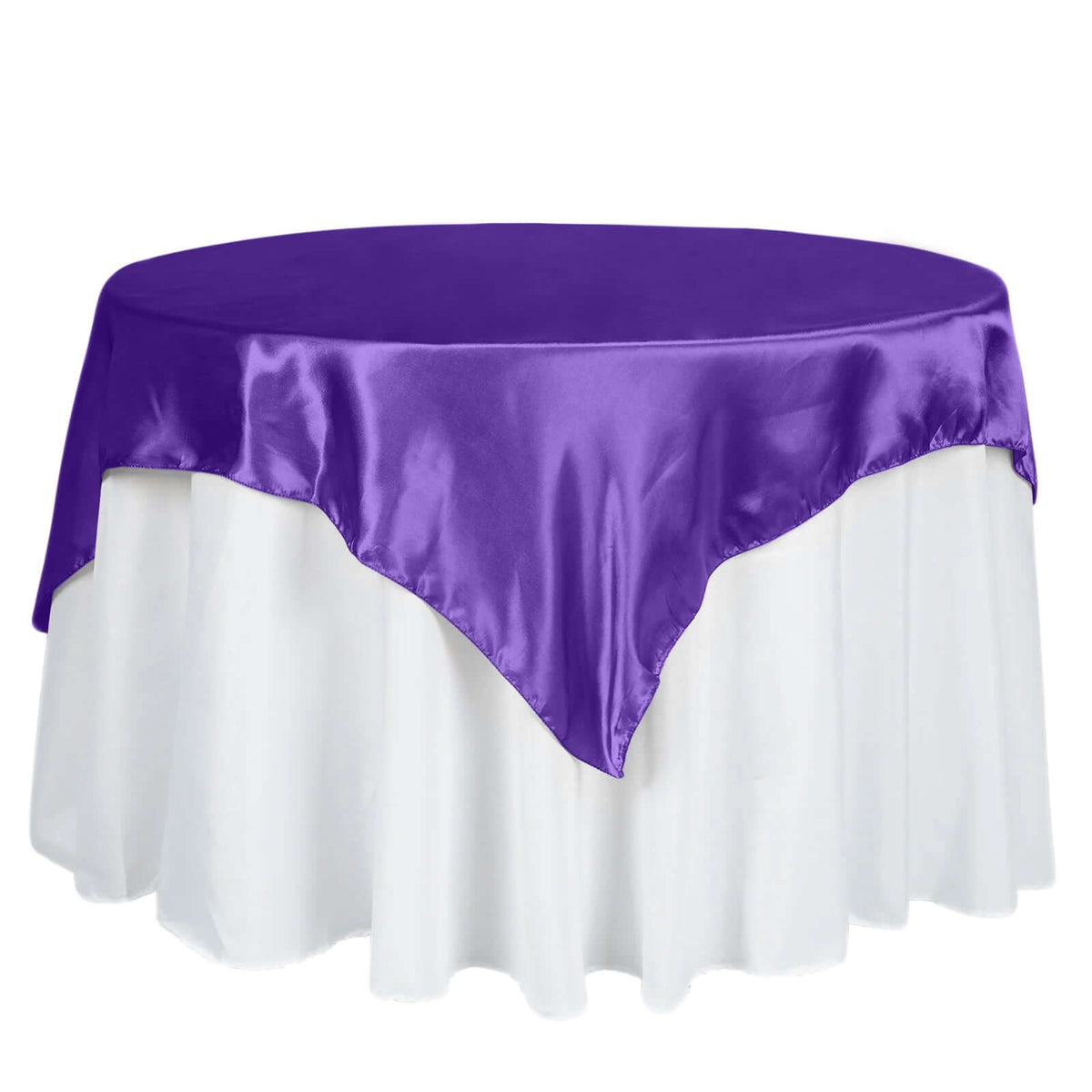 Satin 60"x60" Table Overlay Square Tablecloth Purple - Smooth Silky Touch Table Cover