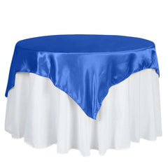 Satin 60"x60" Table Overlay Square Tablecloth Royal Blue - Smooth Silky Touch Table Cover