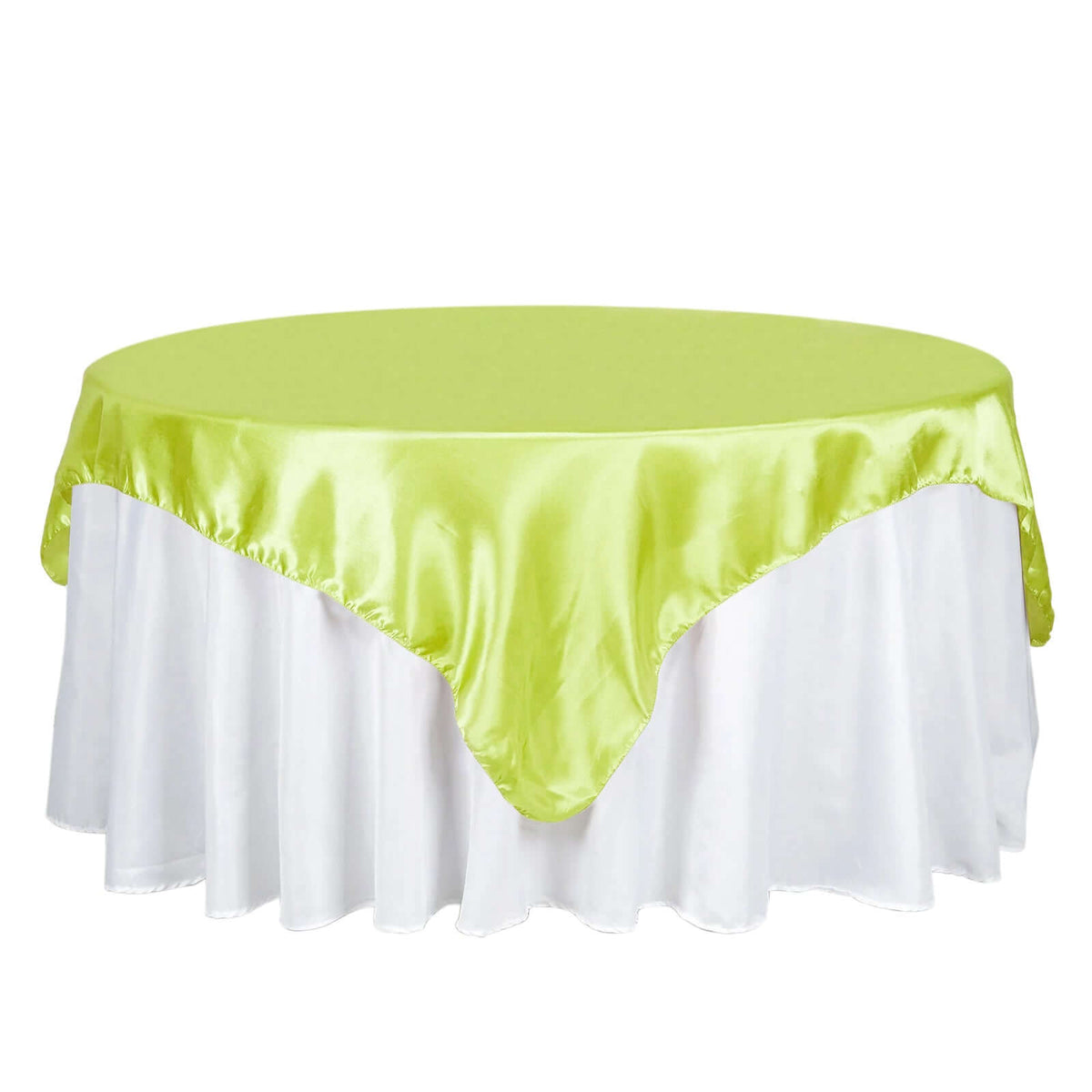 Satin 72"x72" Table Overlay Square Tablecloth Apple Green - Smooth Finish Table Cover