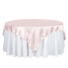Satin 72"x72" Table Overlay Square Tablecloth Blush - Smooth Finish Table Cover