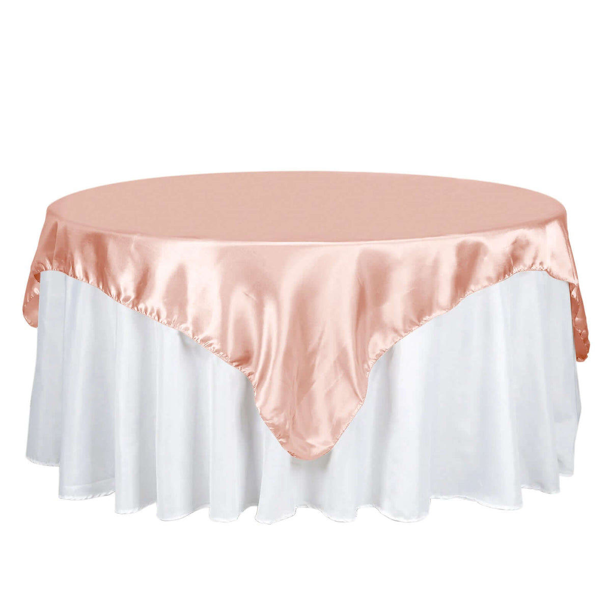 Satin 72"x72" Table Overlay Square Tablecloth Dusty Rose - Smooth Finish Table Cover
