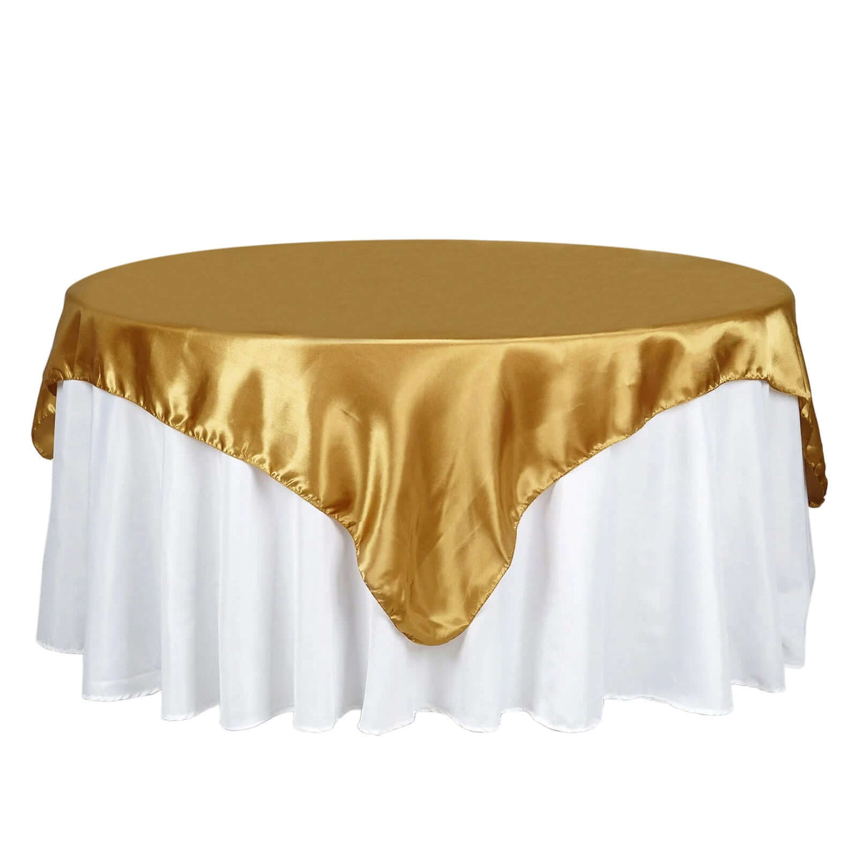 Satin 72"x72" Table Overlay Square Tablecloth Gold - Smooth Finish for Luxurious Events