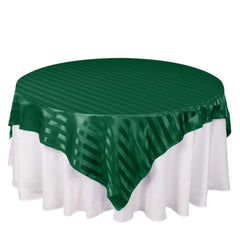 Satin 72"x72" Table Overlay Square Tablecloth Hunter Emerald Green - Stripe Table Topper