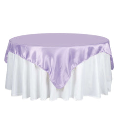 Satin 72"x72" Table Overlay Square Tablecloth Lavender Lilac - Smooth Finish Table Cover