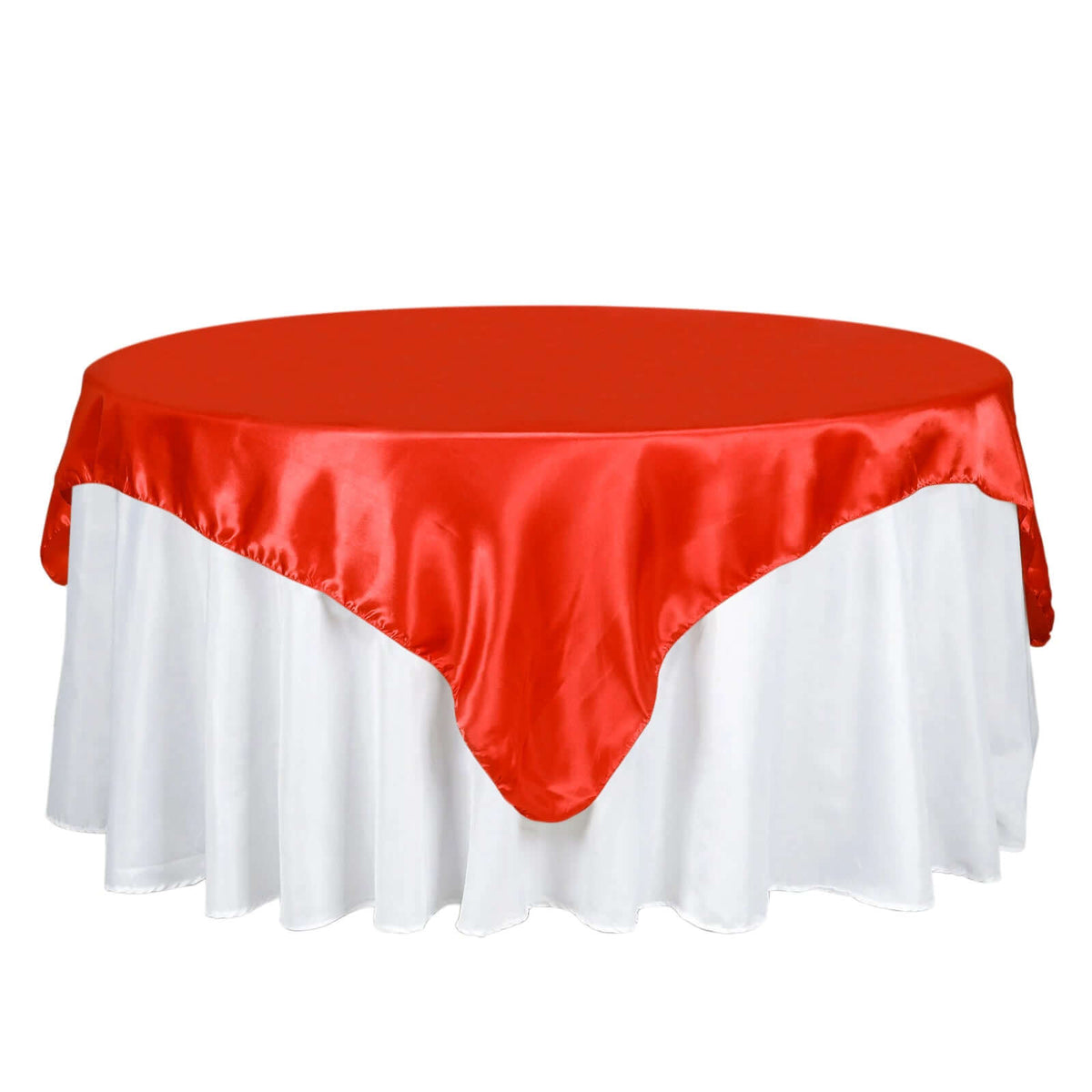 Satin 72"x72" Table Overlay Square Tablecloth Red - Smooth Finish Table Cover