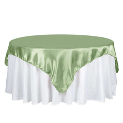 Satin 72"x72" Table Overlay Square Tablecloth Sage Green - Smooth Finish Table Cover