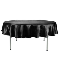 Satin 90" Round Tablecloth Black - Smooth and Lustrous Table Cover