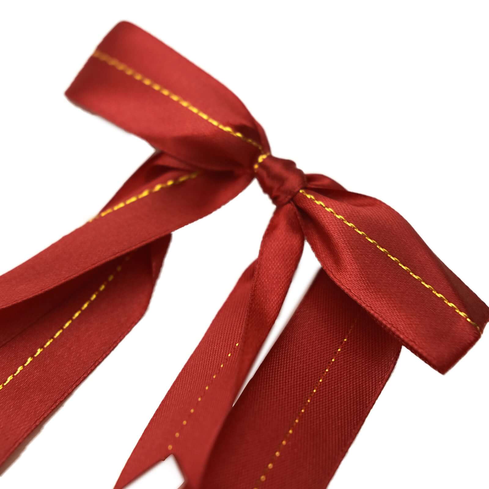 50 Pack Burgundy 10" Pre Tied Satin Ribbon Bows With Gold Foil Lining For Gift Basket and Party Favors Decor