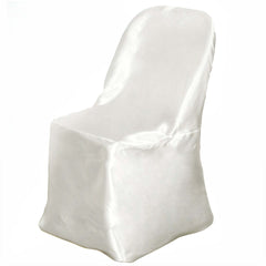 Satin Chair Covers for Folding Chairs Ivory with Glossy Sheen - Reusable Covers