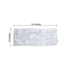 5 Pack Satin Spandex Chair Sashes White - Exquisite Rosette Design Stretch Chair Bands 6"x14"