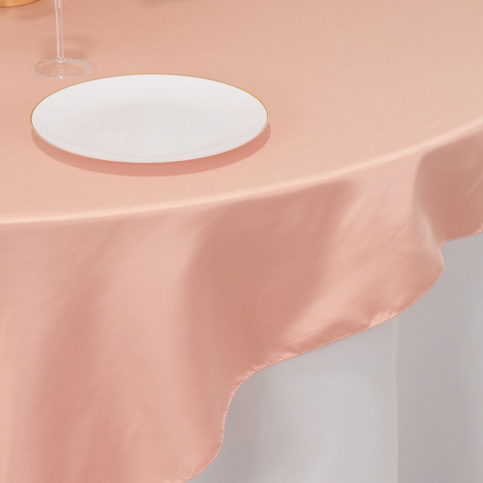 Lamour Satin 72"x72" Table Overlay Square Tablecloth Dusty Rose - Smooth Finish Table Topper