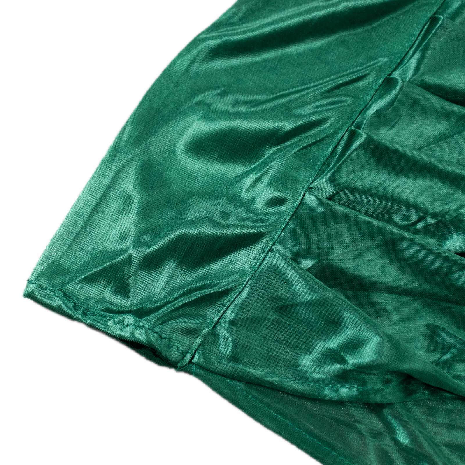 10ftx10ft Hunter Emerald Green Double Drape Pleated Satin Event Curtain Drapes, Glossy Photo Backdrop Event Panel