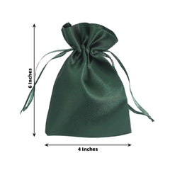 12 Pack 4"x6" Hunter Emerald Green Satin Wedding Party Favor Bags, Drawstring Pouch Gift Bags
