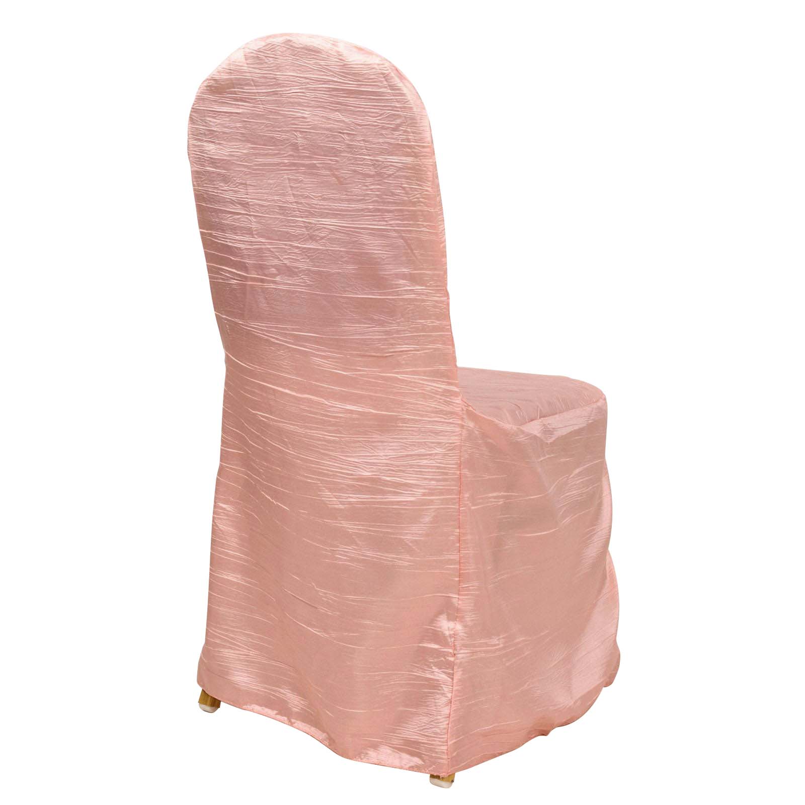Crinkle Crushed Taffeta Chair Cover for Banquet Chairs Dusty Rose - Reusable Slipcover