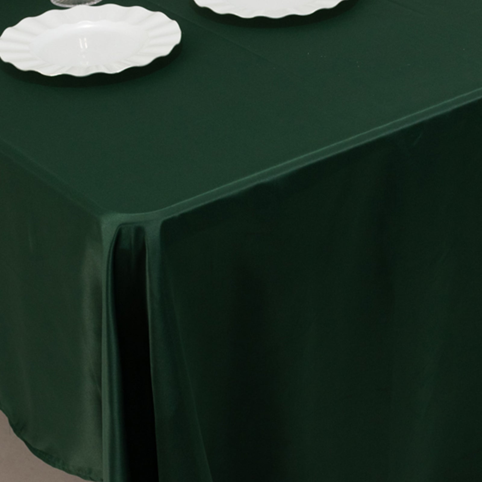 Lamour Satin 60"x126" Rectangle Tablecloth Hunter Emerald Green - Soft & Silk-Like Table Cover