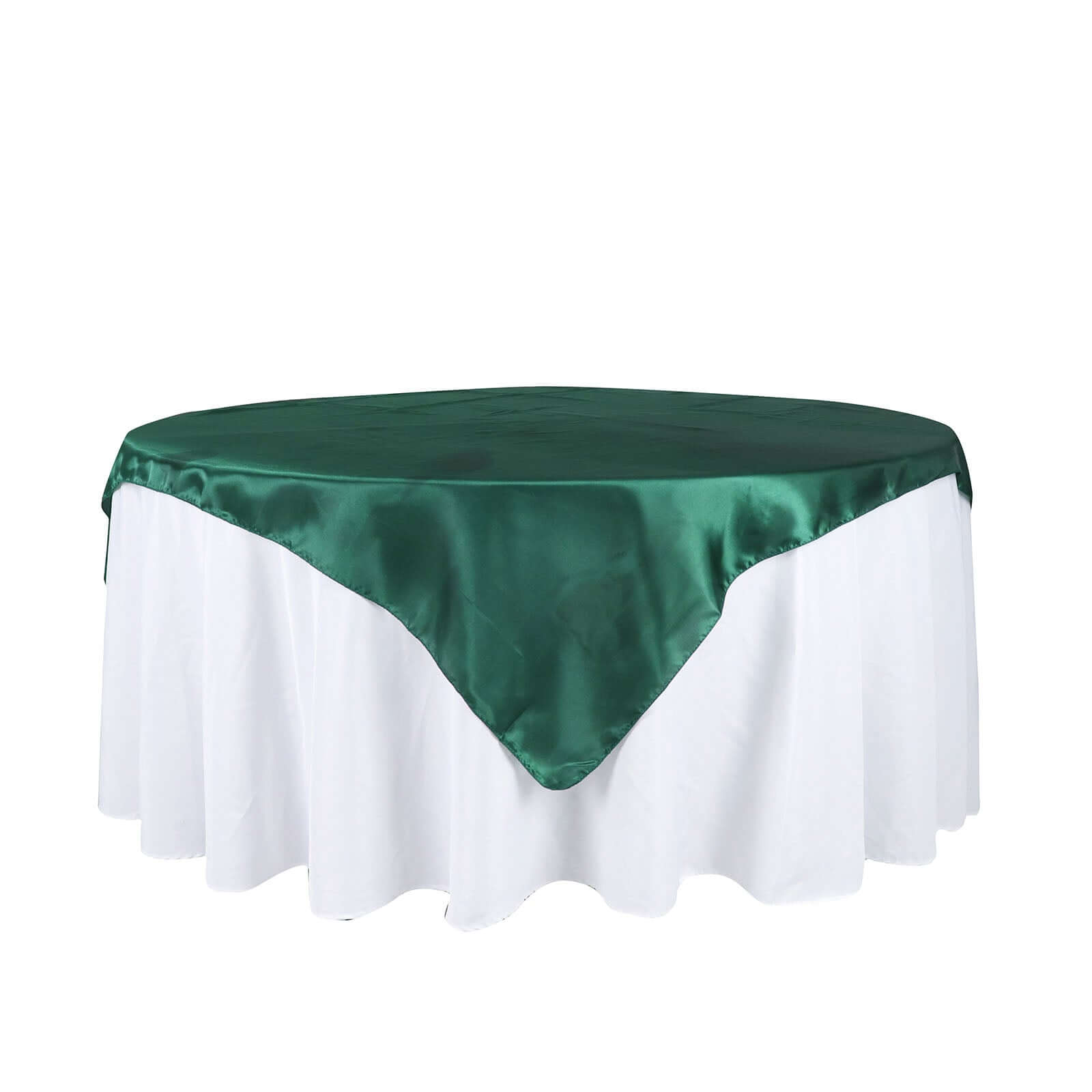 Satin 60"x60" Table Overlay Square Tablecloth Hunter Emerald Green - Smooth Silky Touch Table Cover