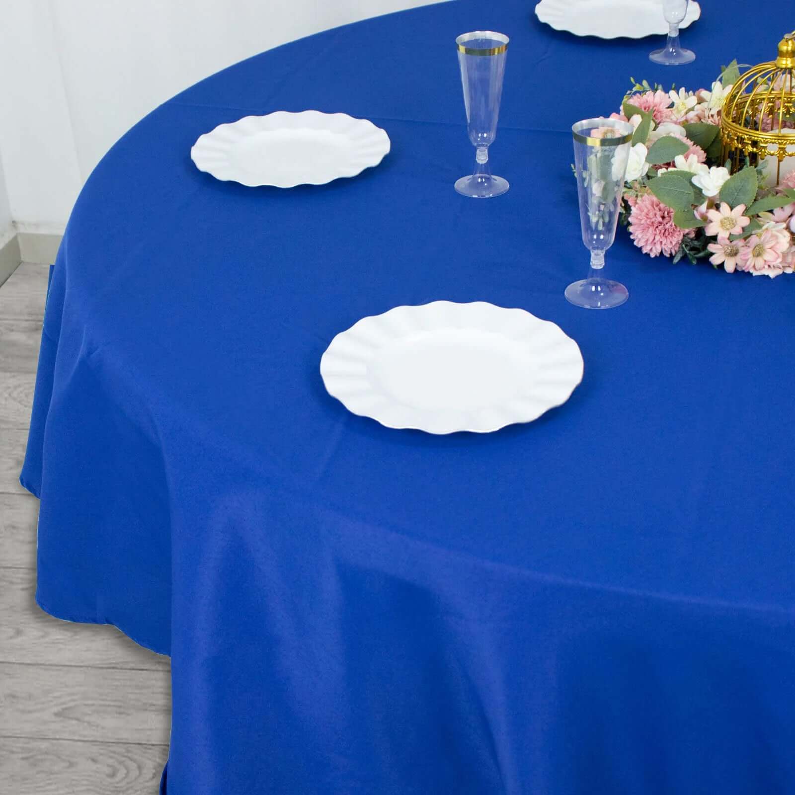 Premium Polyester 90" Round Tablecloth Royal Blue - Stain and Wrinkle-Resistant Design with 220GSM Thickness Table Cover