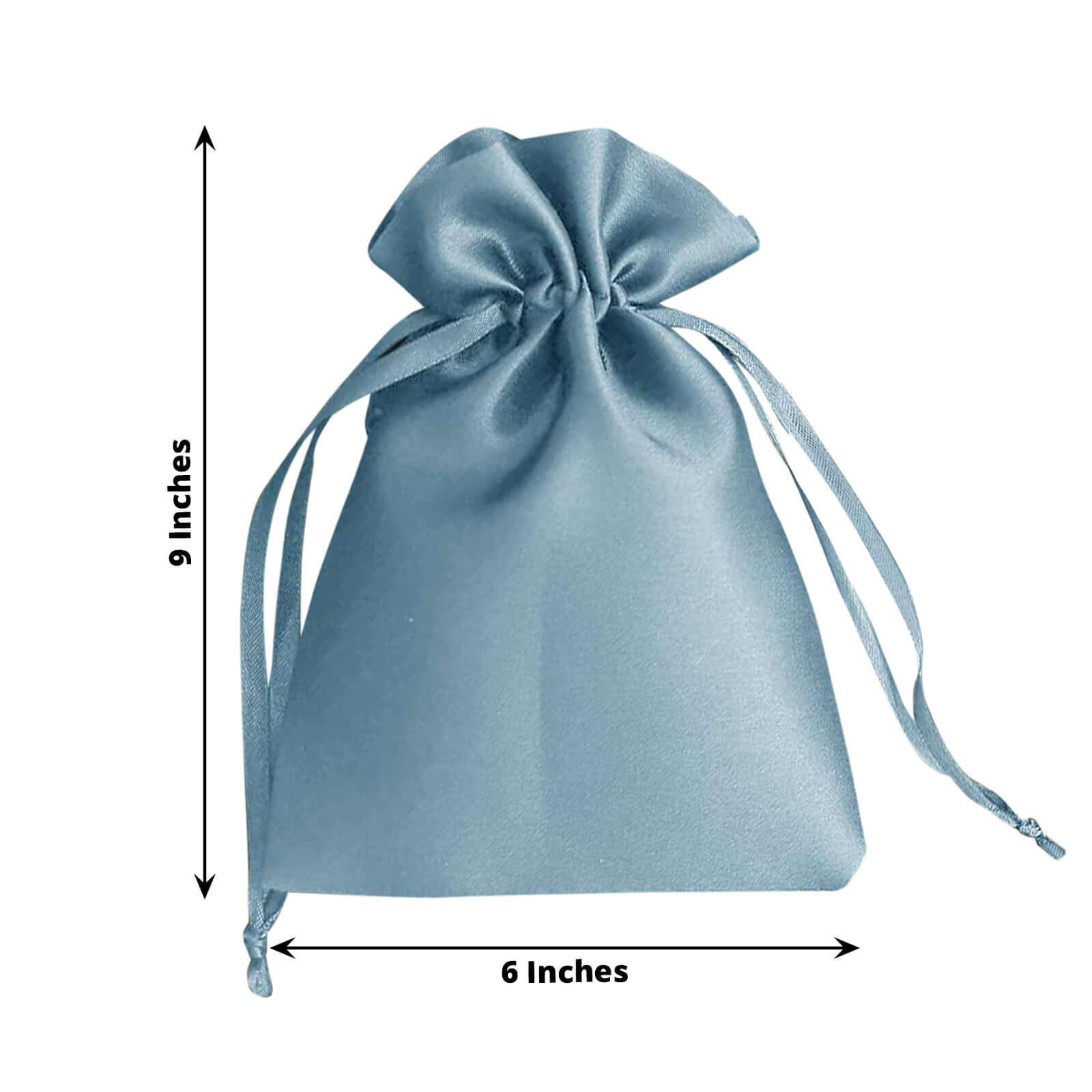 12 Pack 6"x9" Dusty Blue Satin Wedding Party Favor Bags, Drawstring Pouch Gift Bags