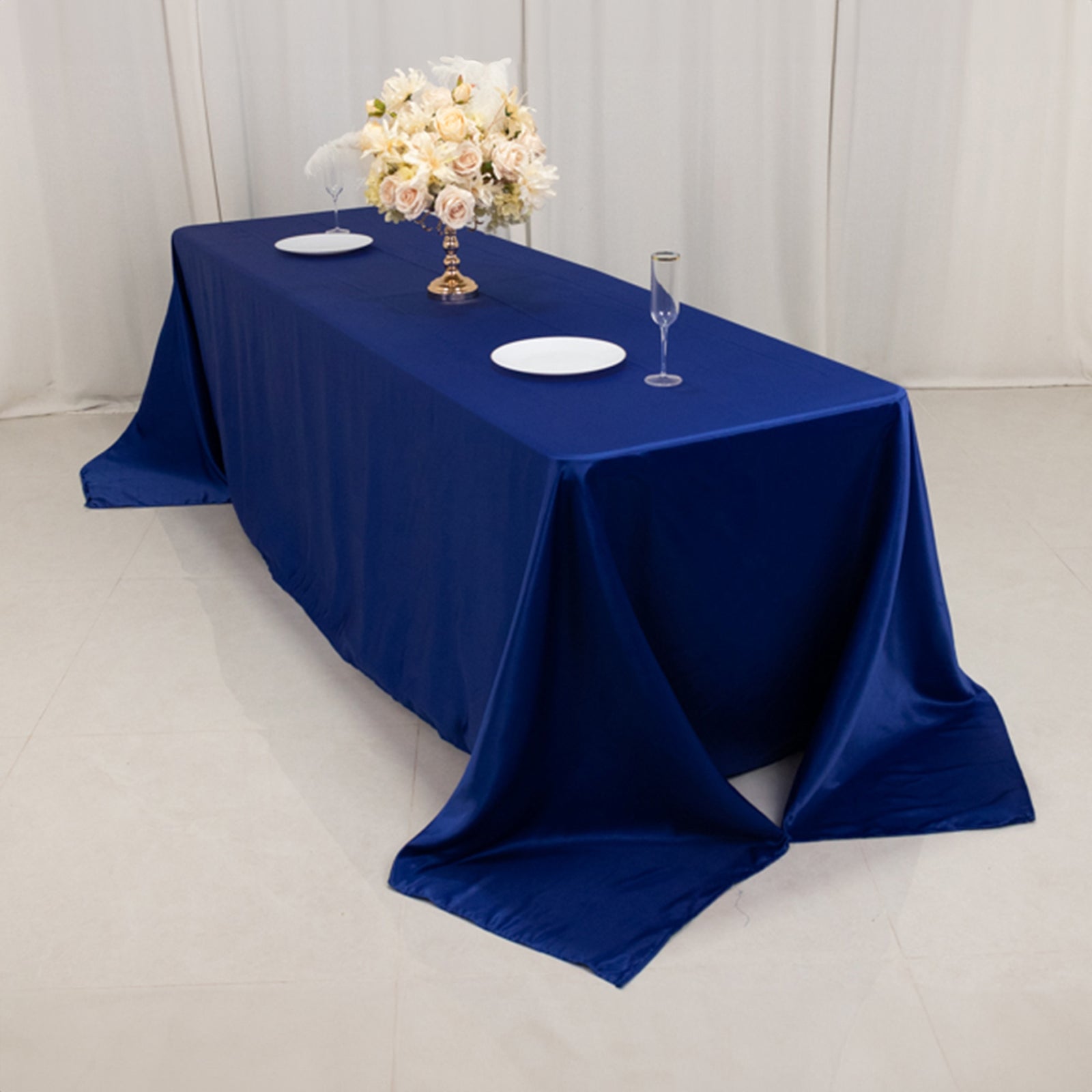 Lamour Satin 90"x156" Rectangle Tablecloth Royal Blue - Luxurious, Soft Seamless Table Cover