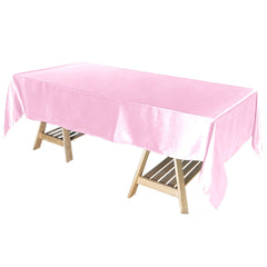 Satin Rectangular 60"x102" Tablecloth Pink - Smooth and Lustrous Table Cover