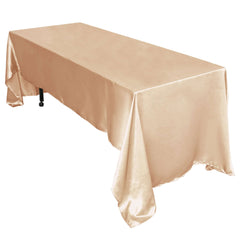 Satin Rectangular 60"x126" Tablecloth Nude - Smooth and Lustrous Table Cover