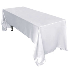 Satin Rectangular 60"x126" Tablecloth White - Smooth and Lustrous Finish for Weddings and Parties