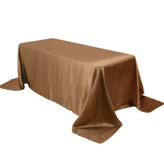 Satin Rectangular 90"x132" Tablecloth Taupe - Seamless Table Cover