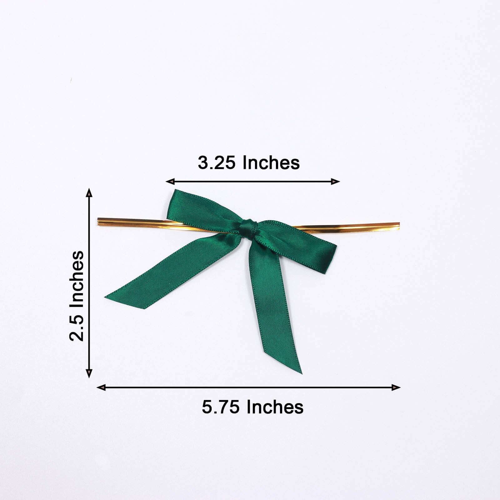 50 Pcs 3" Satin Ribbon Bows With Twist Ties, Gift Basket Party Favor Bags Decor - Hunter Emerald Green Classic Style