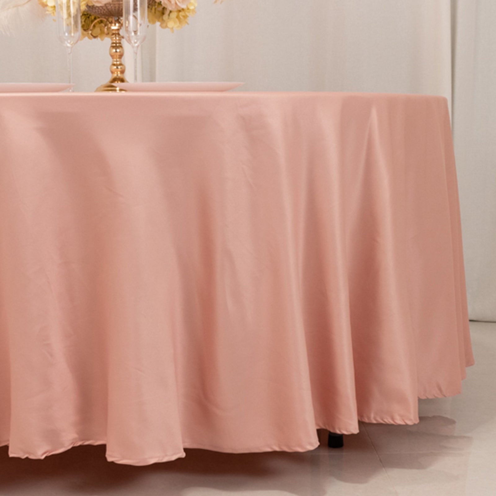 Lamour Satin 108" Round Tablecloth Dusty Rose - Durable & Silk-Like Table Cover