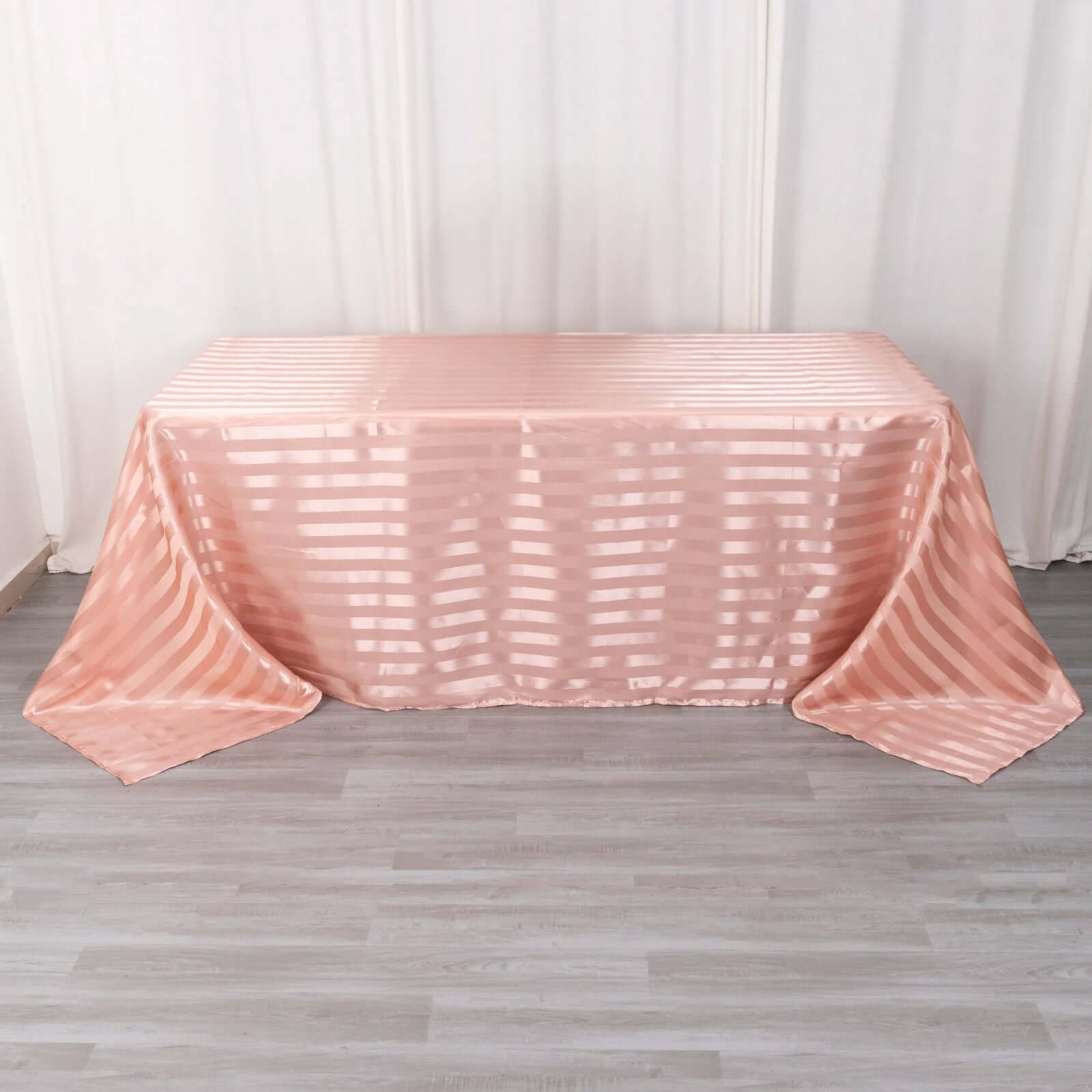 Satin Striped 90"x132" Rectangular Tablecloth Dusty Rose - Seamless Silky Smooth Table Cover