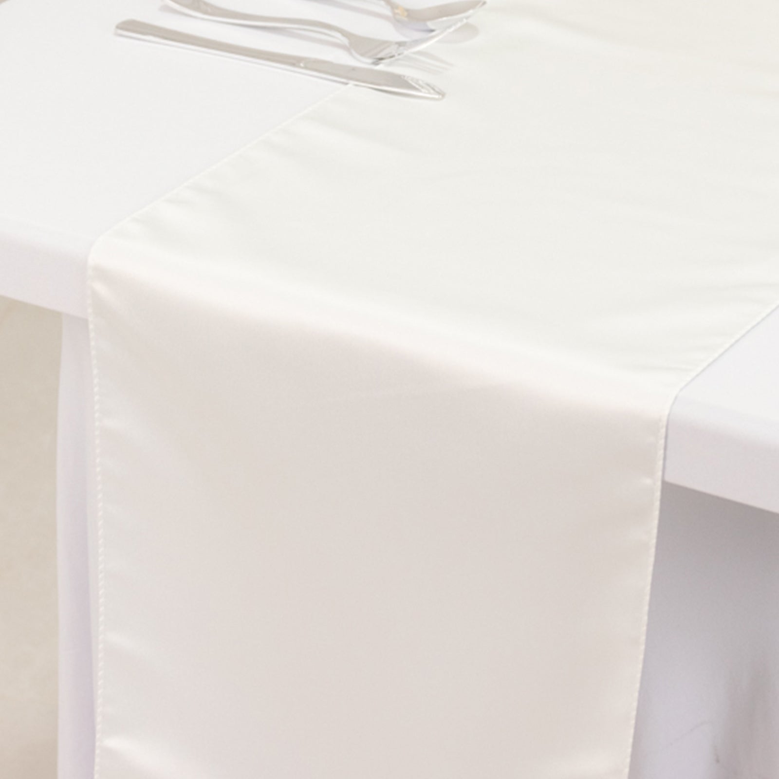 Lamour Satin 12"x108" Table Runner Ivory - Smooth & Lustrous Finish