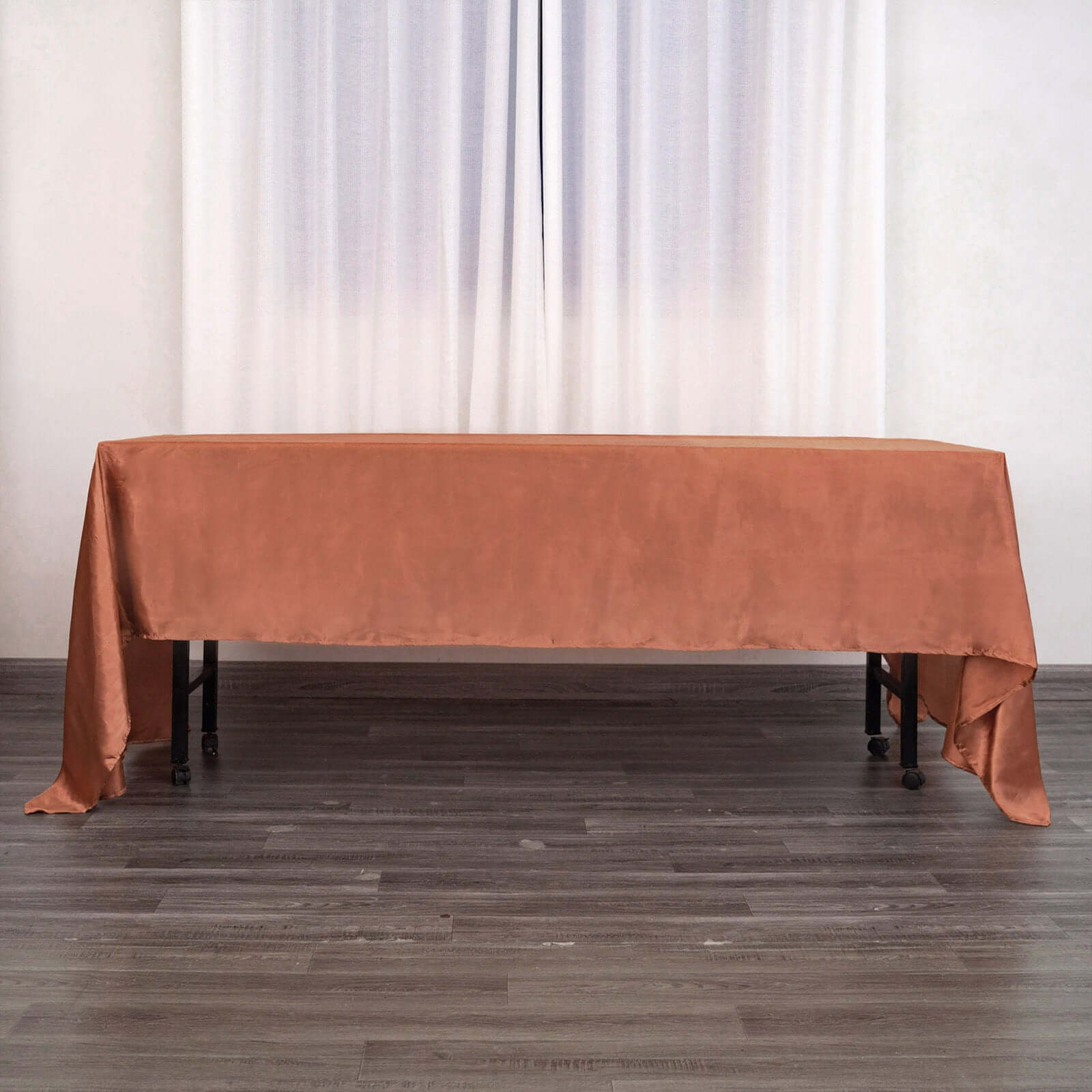 Satin Rectangular 60"x126" Tablecloth Terracotta (Rust) - Smooth and Lustrous Table Cover