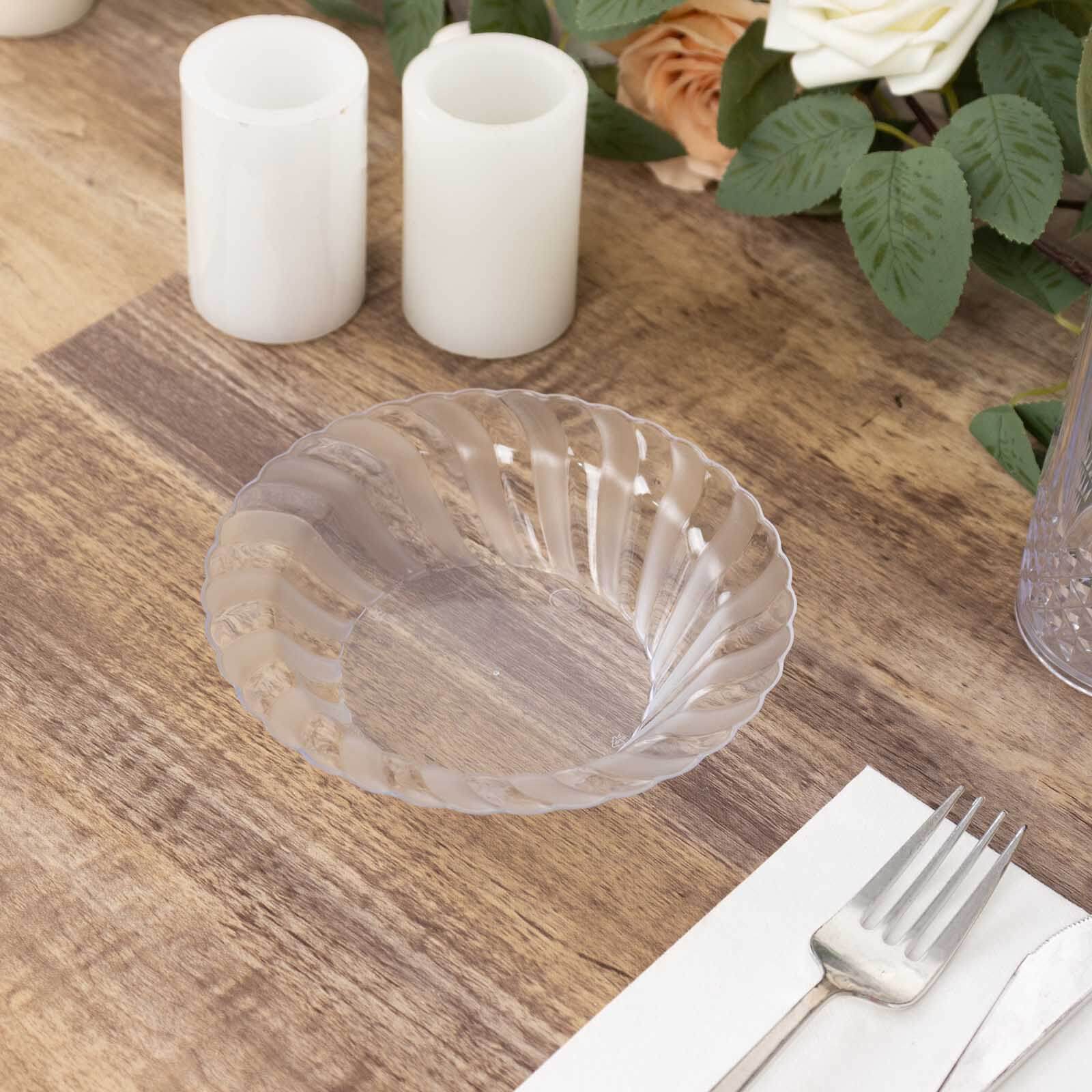 10-Pack Hard Plastic Fruit Bowls Clear Flared Design - Durable Disposable Bowls for Desserts 5oz