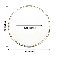 10-Pack Plastic 10" Dinner Plates in Clear with Gold Scalloped Rim - Disposable Large Party Plates