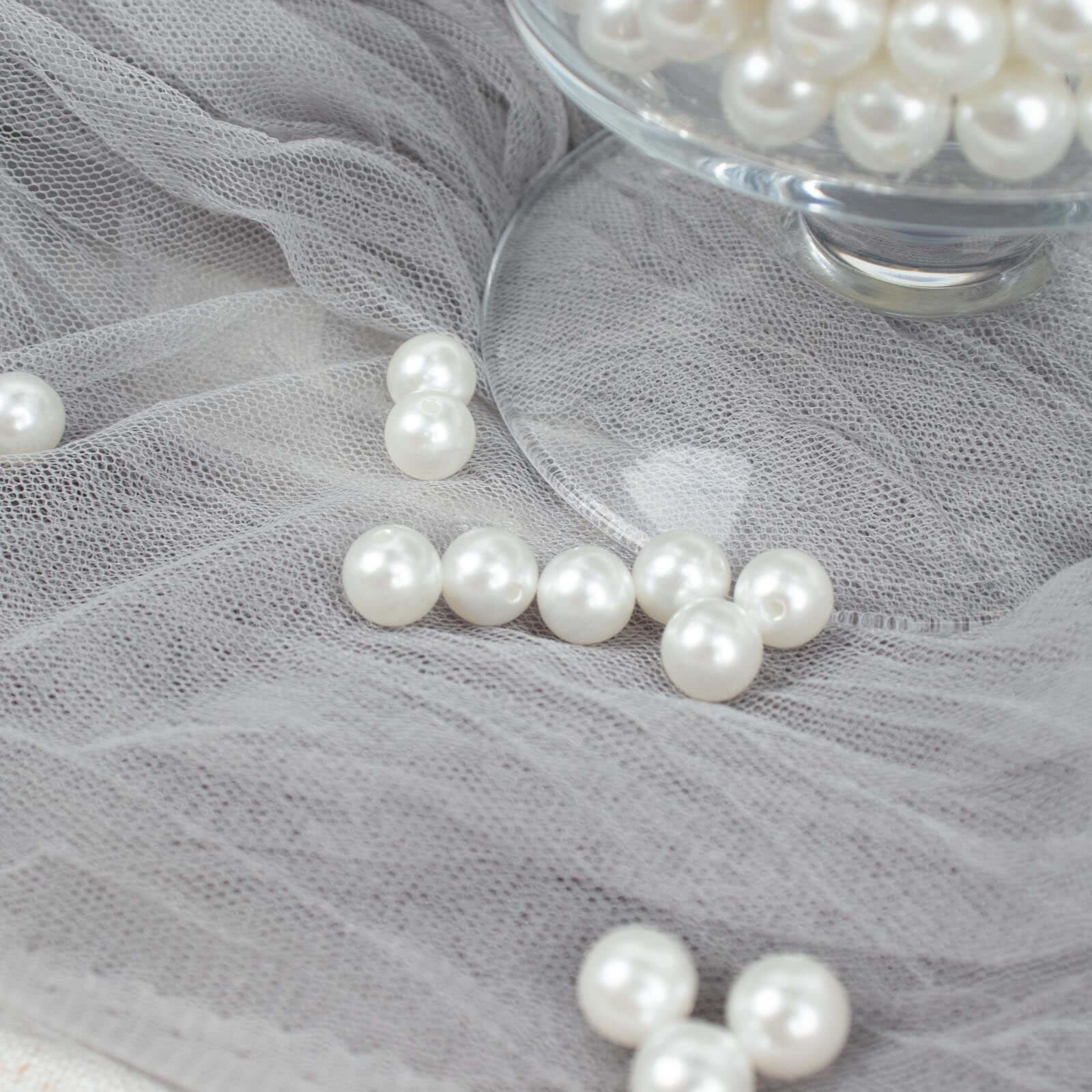1000-Pack Faux Craft Pearl Beads White - Smooth Beads with Holes for Vase Filler Jewelry Making Bridal Accessories & Event Decor 10mm