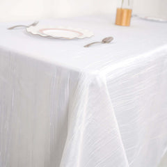 Taffeta 90"x132" Rectangle Tablecloth White - Seamless Accordion Crinkle Design for Sophisticated Gatherings