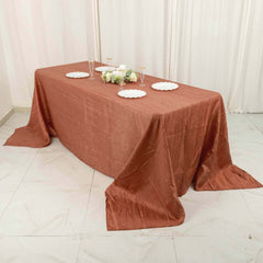 Taffeta 90"x132" Rectangle Tablecloth Terracotta (Rust) - Seamless Accordion Crinkle Table Cover