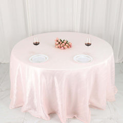 Taffeta 132" Round Tablecloth Blush - Seamless Accordion Crinkle Table Cover