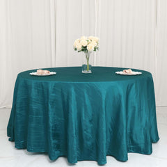 Taffeta 120" Round Tablecloth Teal - Seamless Accordion Crinkle Table Cover